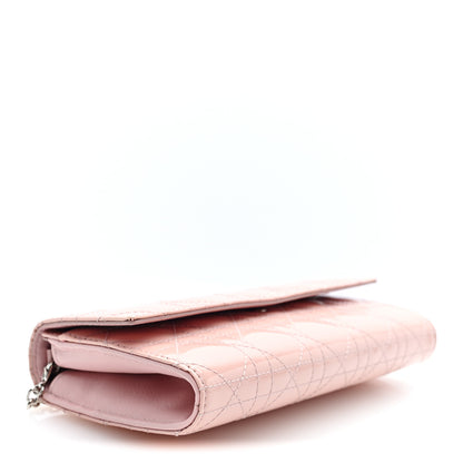 Christian Dior Patent Cannage Lady Dior Rendezvous Wallet On Chain Rose 4 of 9