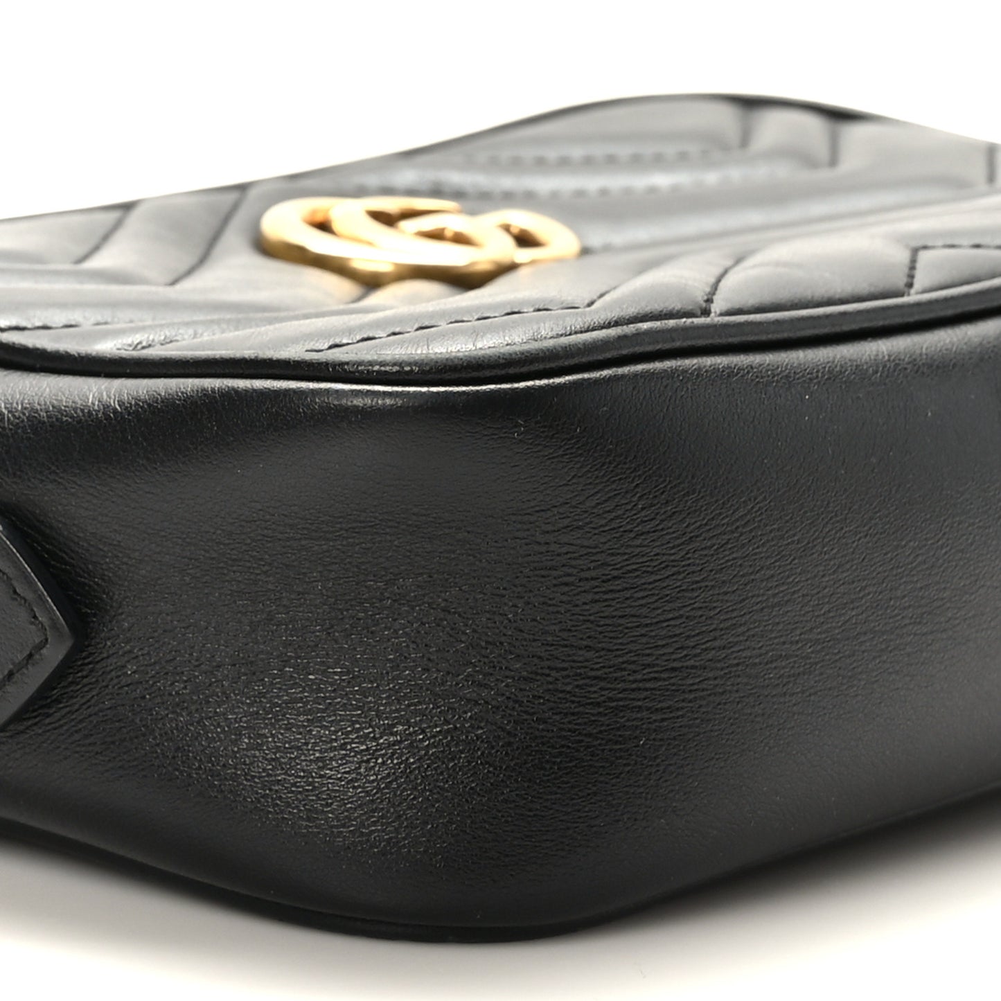 Calfskin Matelasse Mini GG Marmont Chain Shoulder Bag Black