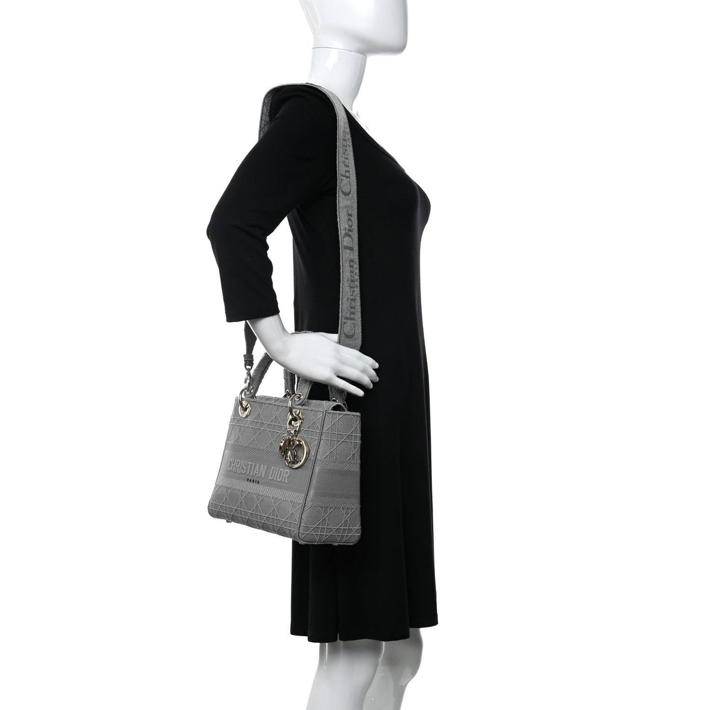 Canvas Embroidered Cannage Medium Lady D-Lite Gray