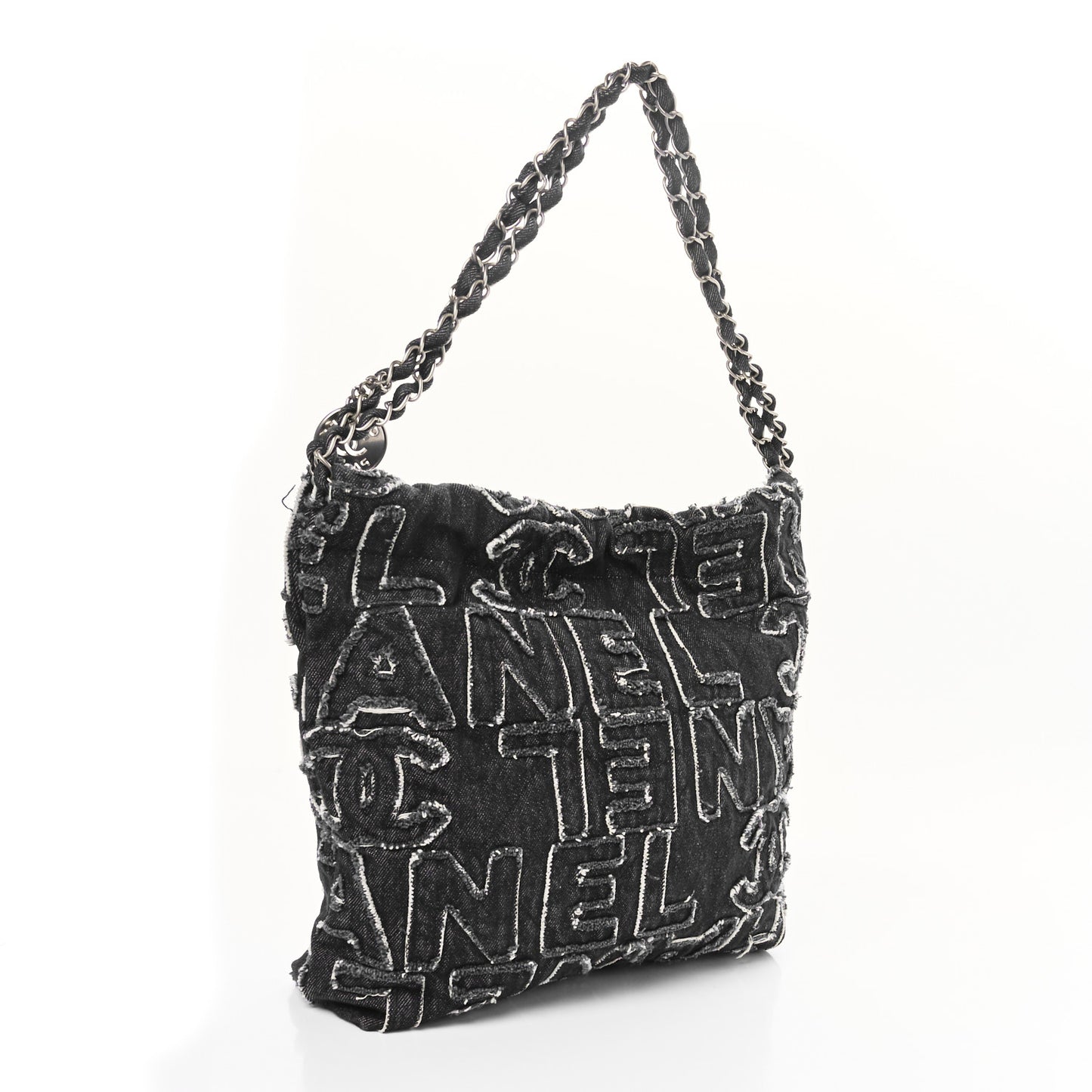 Denim Patchwork Quilted Chanel 22 Black