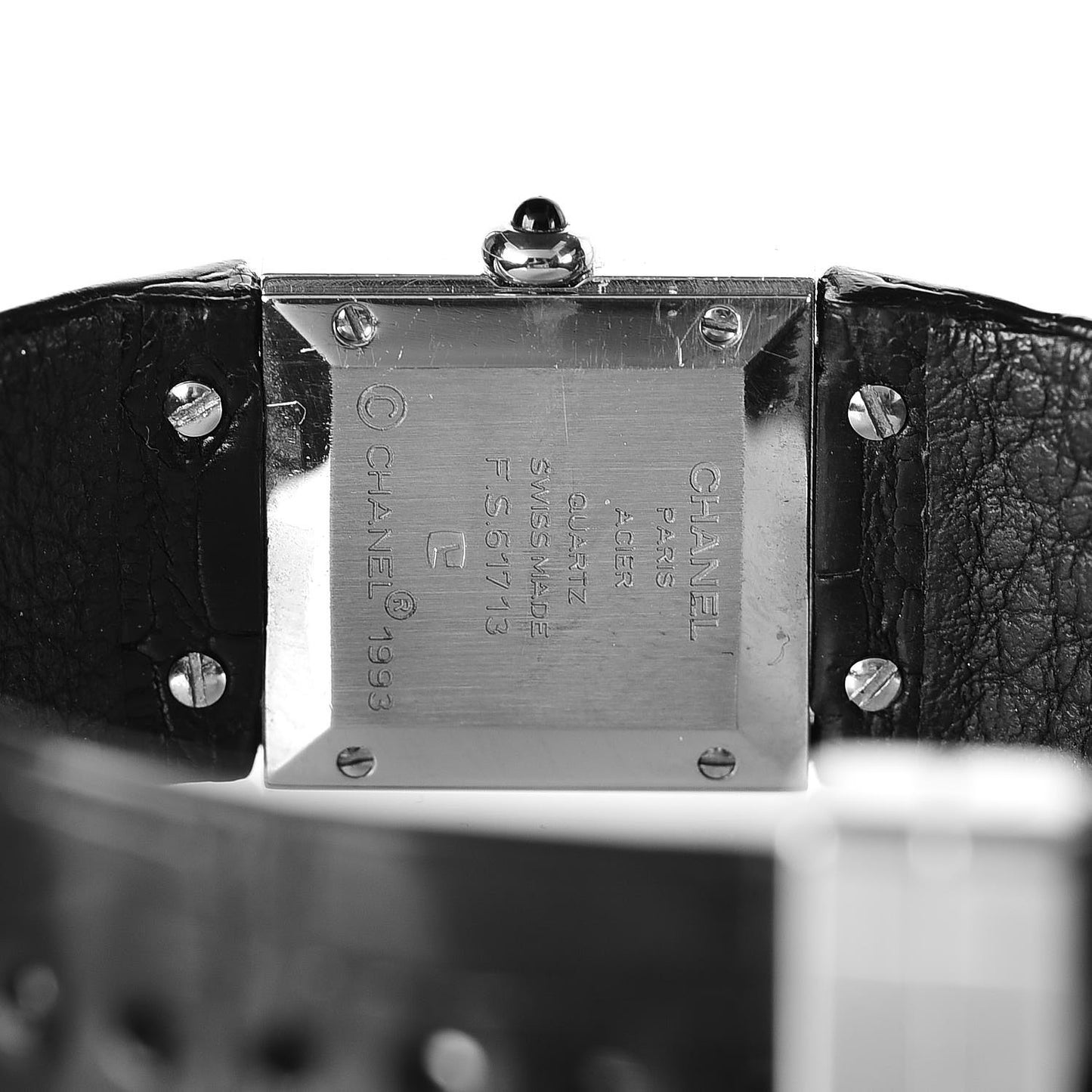 Stainless Steel Alligator 19mm Acier Quartz Watch Black