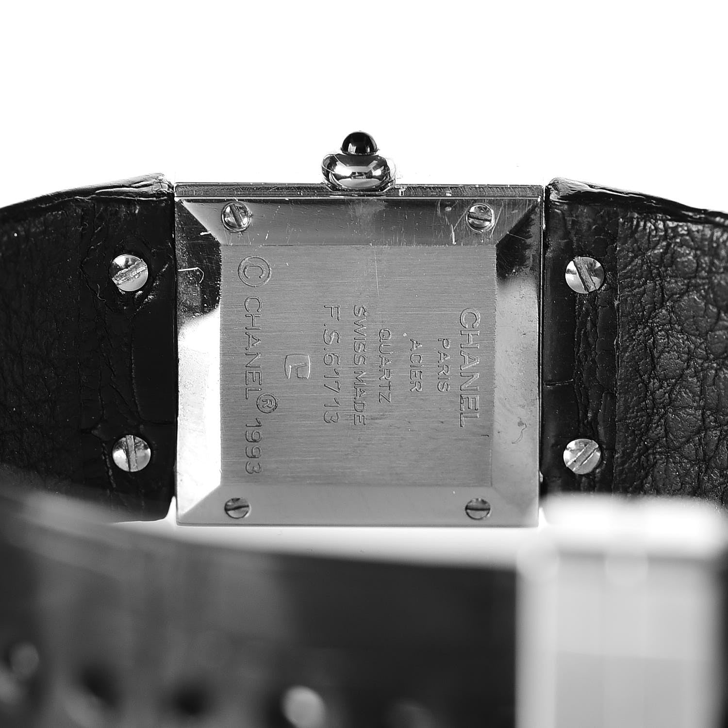 Chanel Stainless Steel Alligator 19mm Acier Quartz Watch Black 6 of 9
