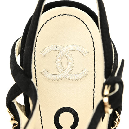 Chanel Kid Suede Chain Sandals 36 Black 11 of 13
