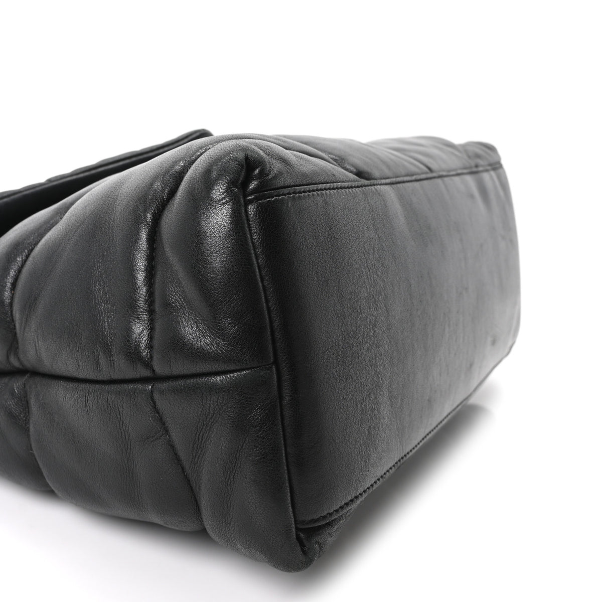Saint Laurent Lambskin Quilted Medium Loulou Puffer Monogram Chain Satchel Black 8 of 9