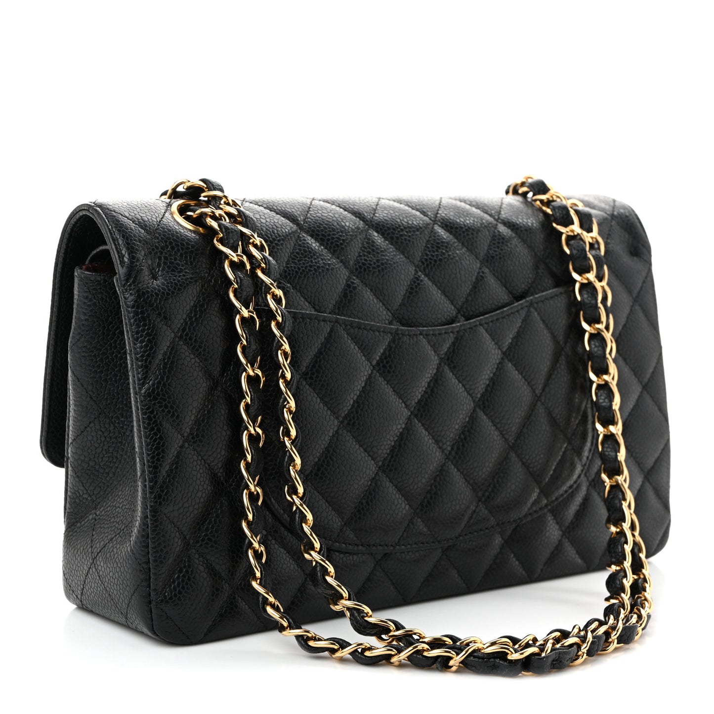 Caviar Quilted Medium Double Flap Black