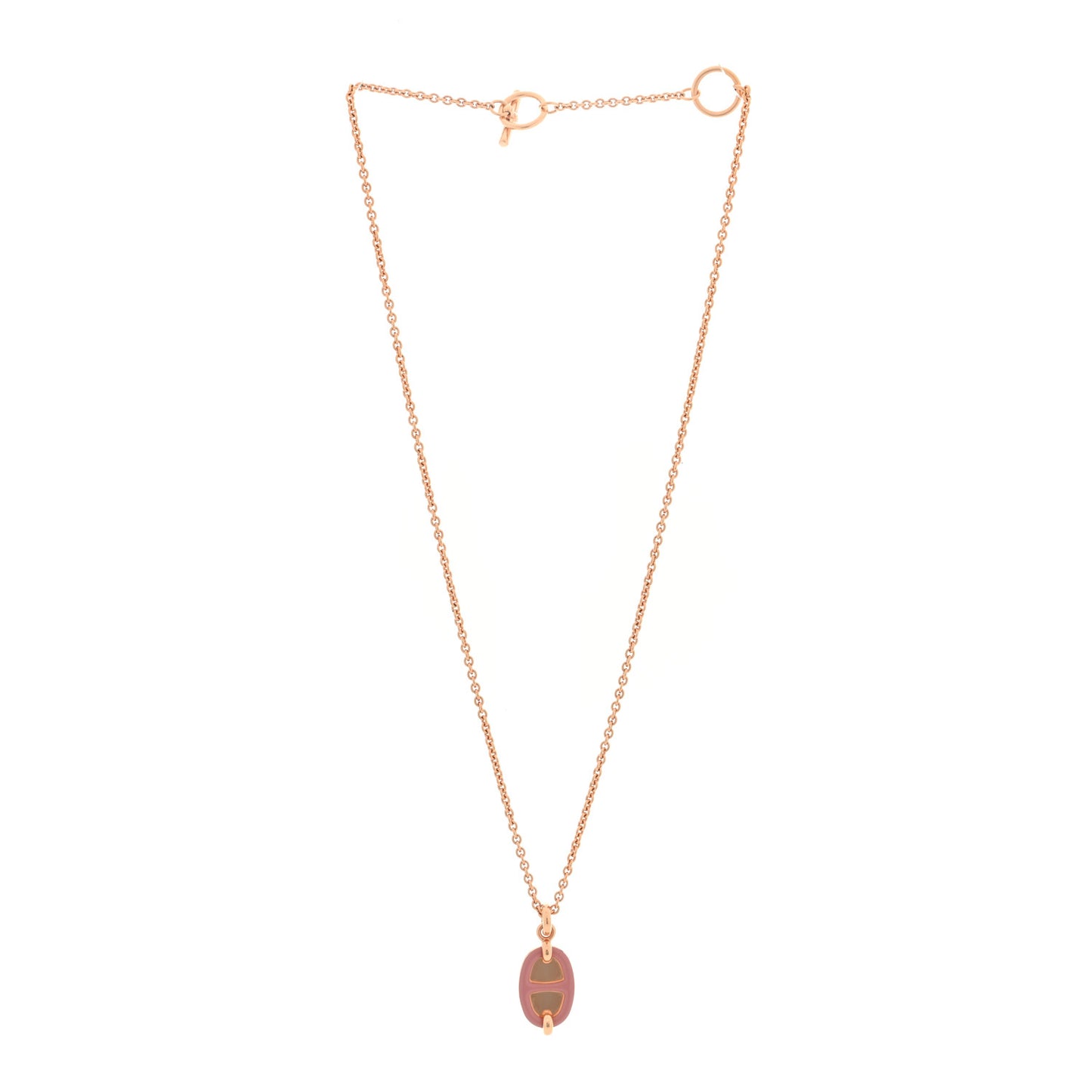 Metal Enamel Mini Maillon Pendant Necklace Rose Beaute