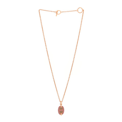 Hermes Metal Enamel Mini Maillon Pendant Necklace Rose Beaute 3 of 6