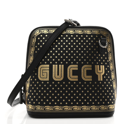 Gucci X SEGA Calfskin GUCCY Stars Mini Dome Shoulder Bag Black Gold 1 of 11