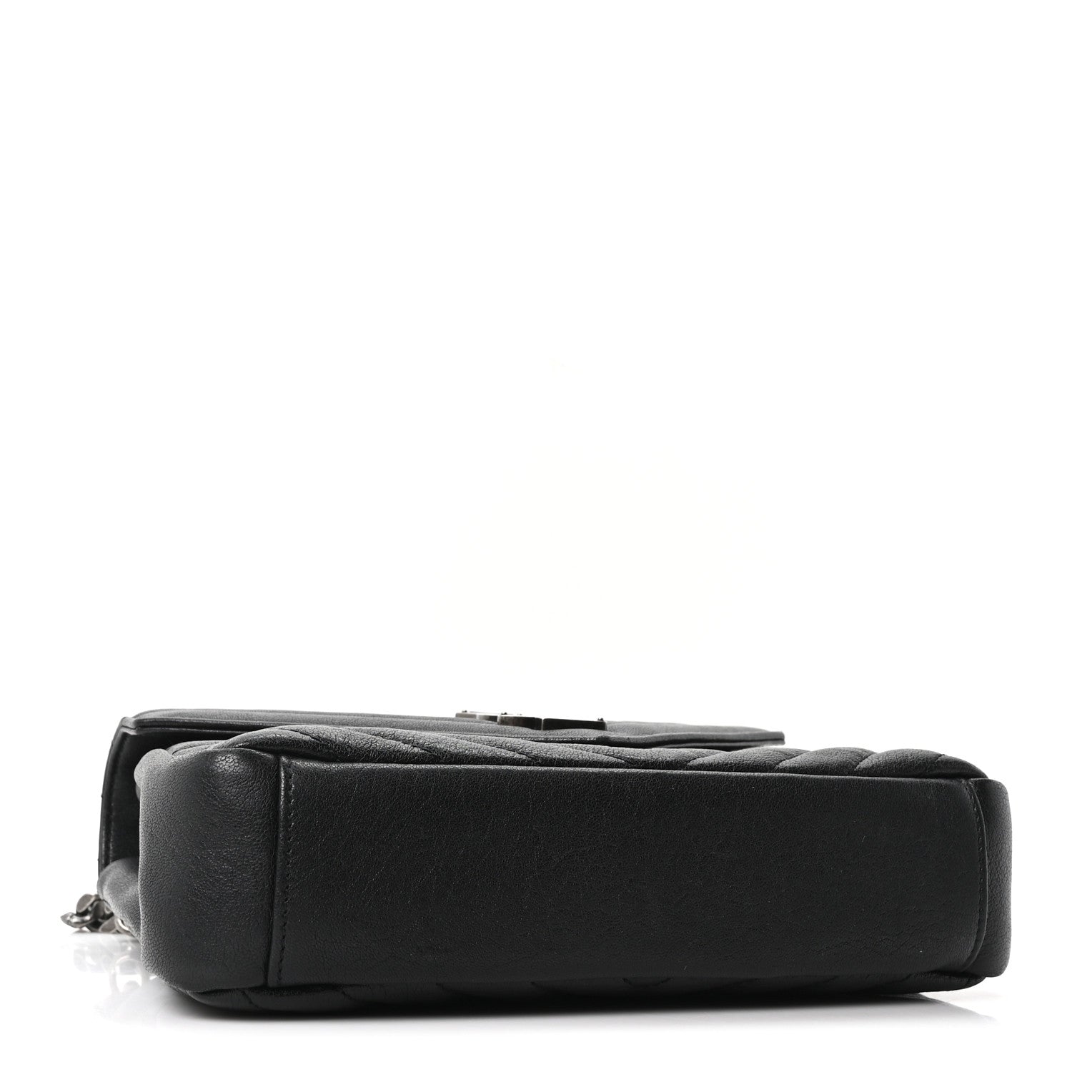 Saint Laurent Sheepskin Matelasse Chevron Monogram Medium College Bag Black 4 of 10