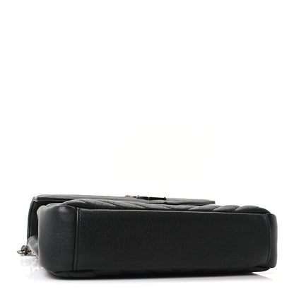Saint Laurent Sheepskin Matelasse Chevron Monogram Medium College Bag Black 4 of 10