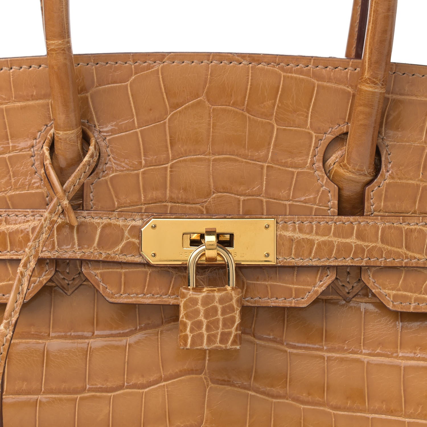 Hermes Shiny Niloticus Crocodile Birkin 30 Camel 8 of 11