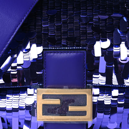 Fendi Sequin Paillettes Shiny Nappa Sex and the City Baguette Viola Purple Rain 9 of 12