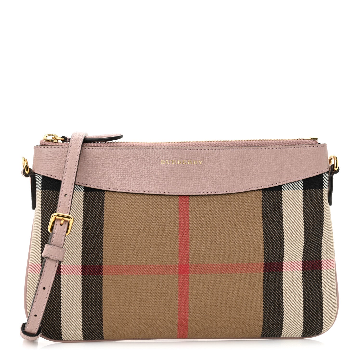 Burberry House Check Derby Peyton Crossbody Clutch Bag Pale Orchid 1 of 15