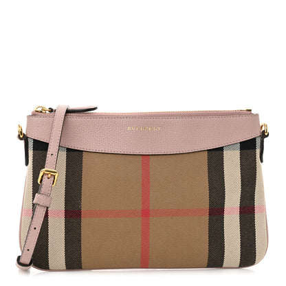 Burberry House Check Derby Peyton Crossbody Clutch Bag Pale Orchid 1 of 15