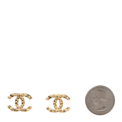 Chanel Metal Textured CC Earrings Gold 2 of 4