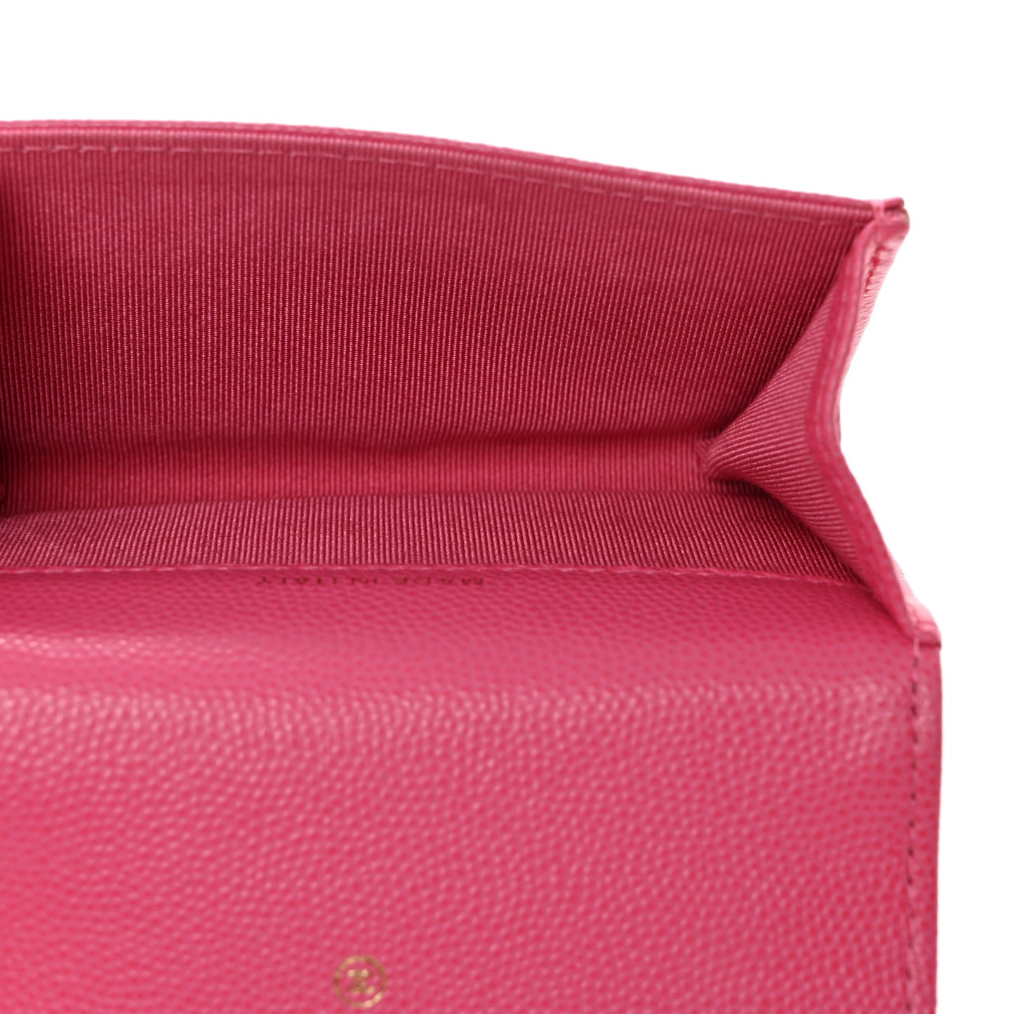 Caviar Quilted Flap Card Holder Wallet Pink