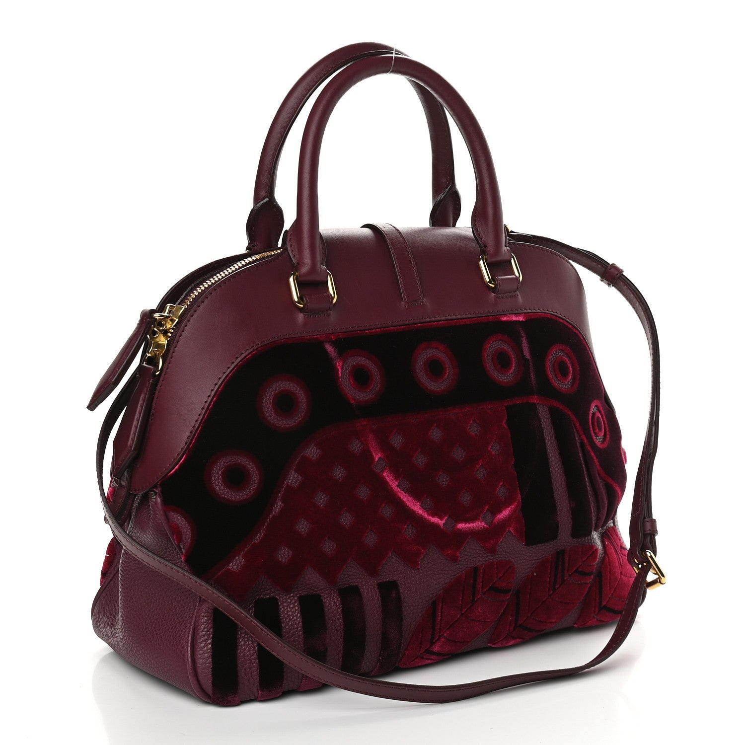 Burberry Calfskin Velvet Large Milverton Satchel Elderberry 2 of 11