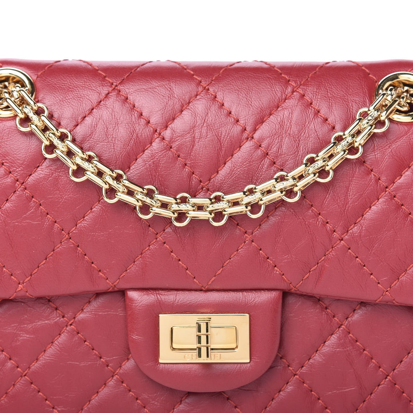 Aged Calfskin Quilted 2.55 Reissue Mini Flap Red