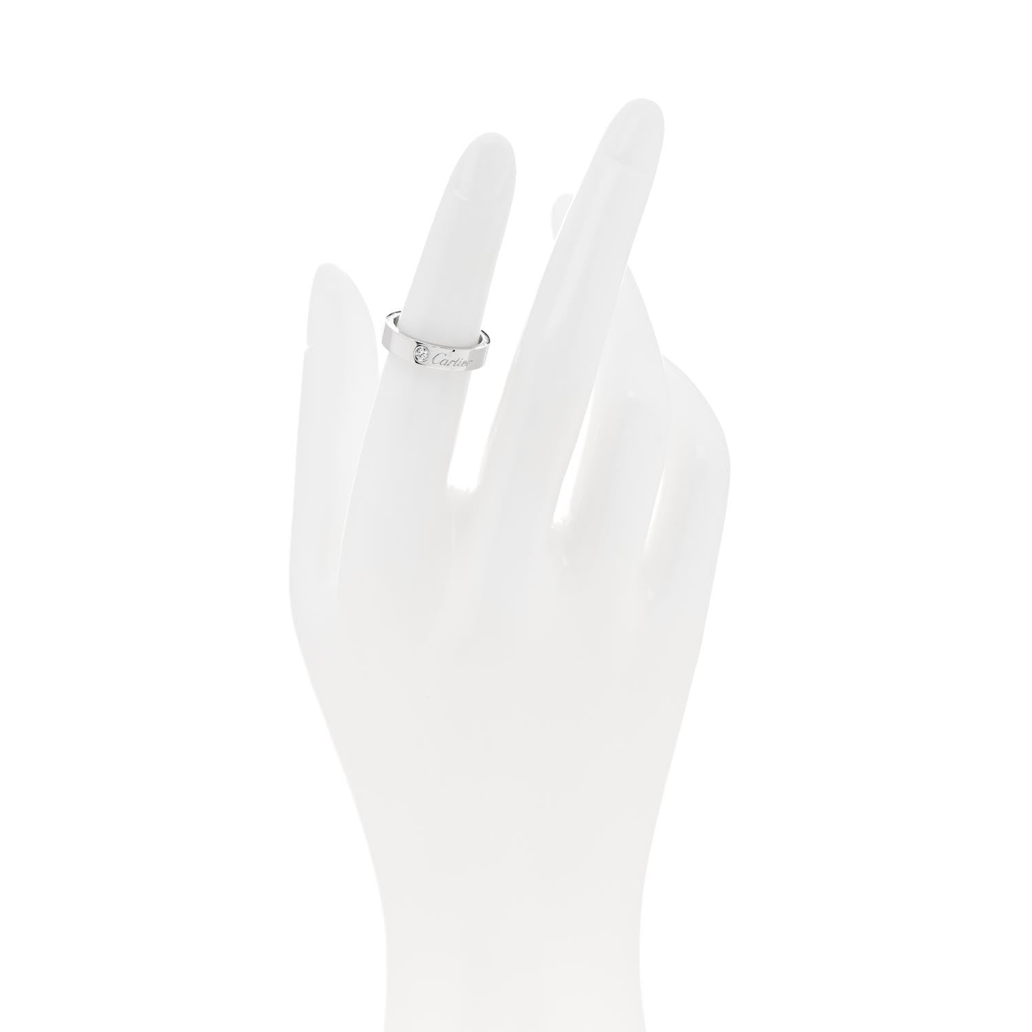 Cartier Platinum Diamond 4mm C De Cartier Wedding Band Ring 48 4.5 2 of 4