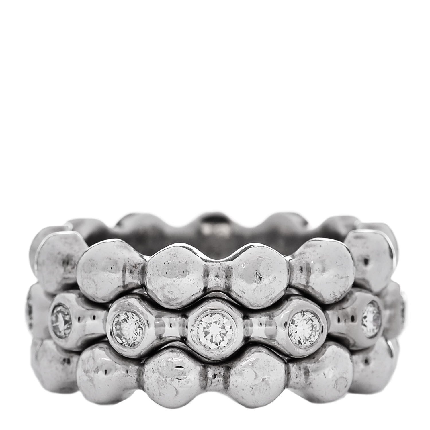 Chanel 18K White Gold Diamond Set of 3 Stacking Ring 54 7 / 53 6.5 1 of 6
