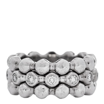 Chanel 18K White Gold Diamond Set of 3 Stacking Ring 54 7 / 53 6.5 1 of 6
