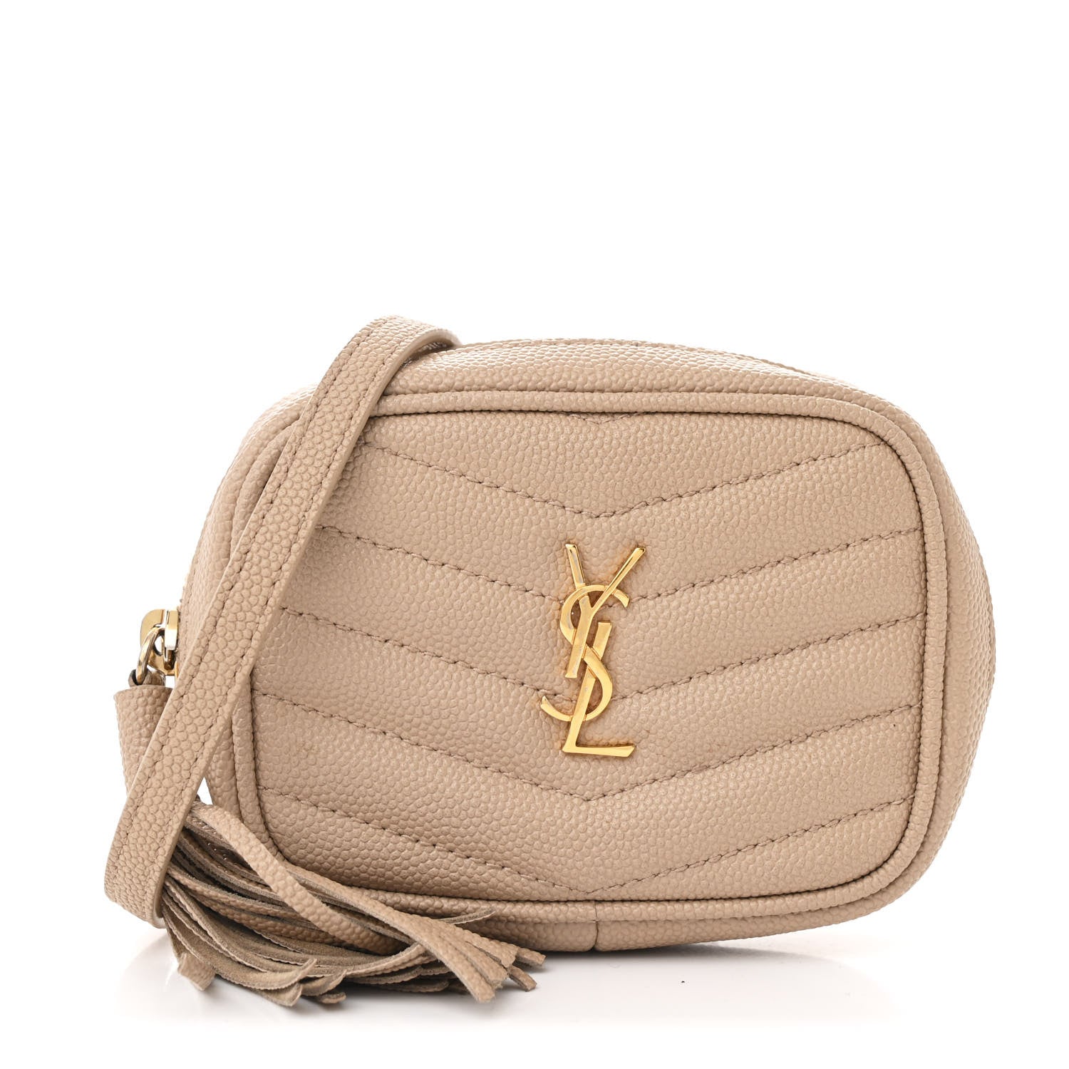 Saint Laurent Grain De Poudre Matelasse Monogram Baby Lou Camera Bag Dark Beige 1 of 10