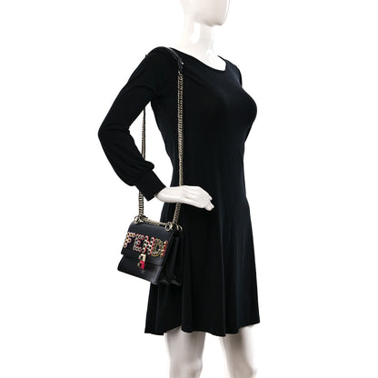 Fendi Vitello Liberty Fun Fair Metal Studded Small Kan I Shoulder Bag Black Multicolor 3 of 8
