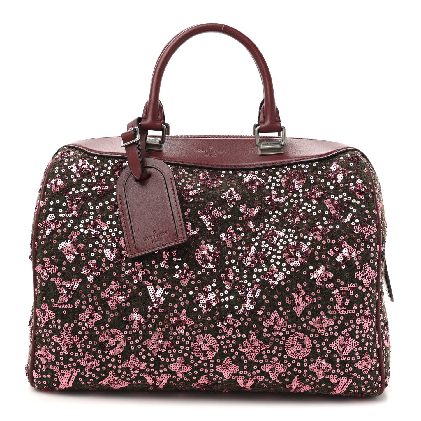 Sequin Monogram Sunshine Express Speedy Burgundy