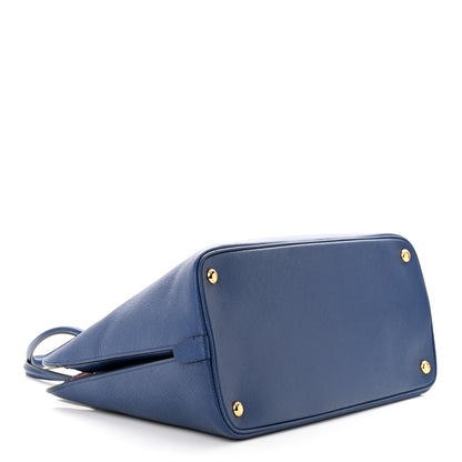 Prada Saffiano Cuir Bi-Color Double Handle Tote Bluette Fuoco 4 of 11