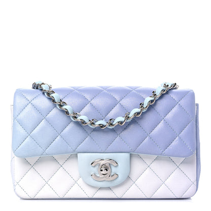 Chanel Perforated Lambskin Quilted Mini Rectangular Flap Light Blue Light Purple White 1 of 9