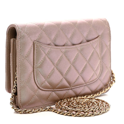 Chanel Iridescent Caviar Quilted Wallet on Chain WOC Beige 2 of 11