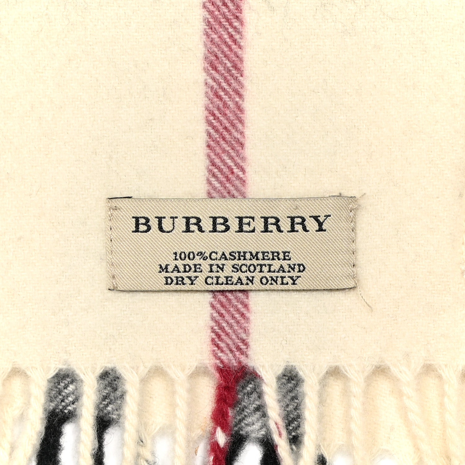 Burberry Cashmere Giant Check Fringe Scarf Ivory 3 of 3