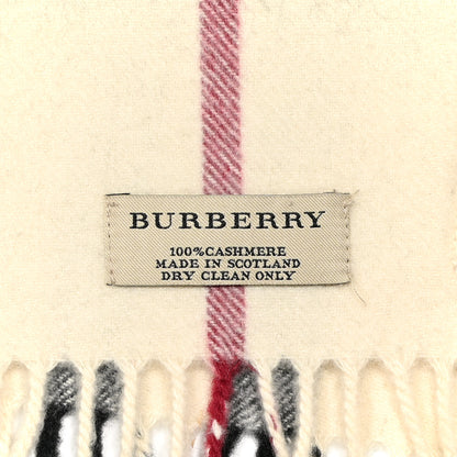 Burberry Cashmere Giant Check Fringe Scarf Ivory 3 of 3