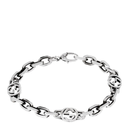 Gucci Sterling Silver Narrow Interlocking G Link Bracelet 1 of 3