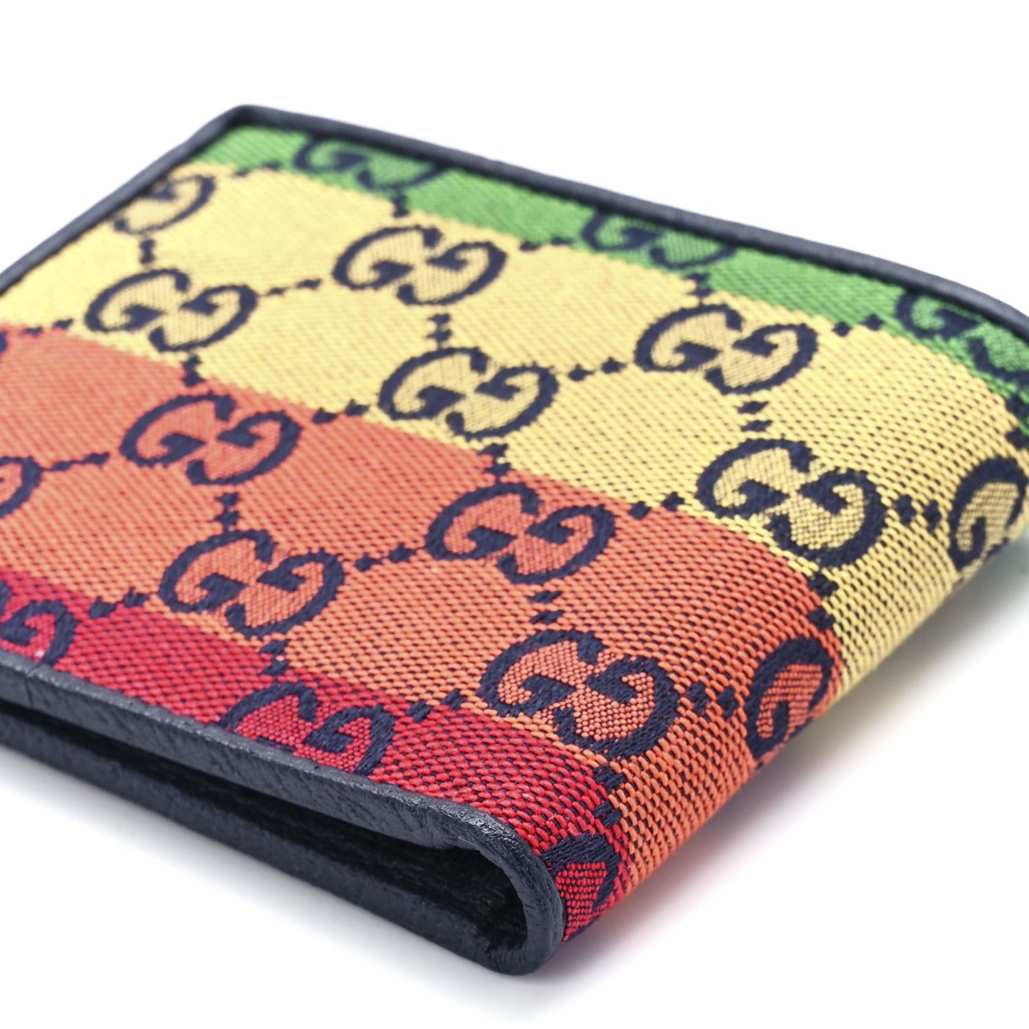 Monogram Multicolor Textured Calfskin Retro Interlocking G Bi-Fold Wallet Blue Rainbow