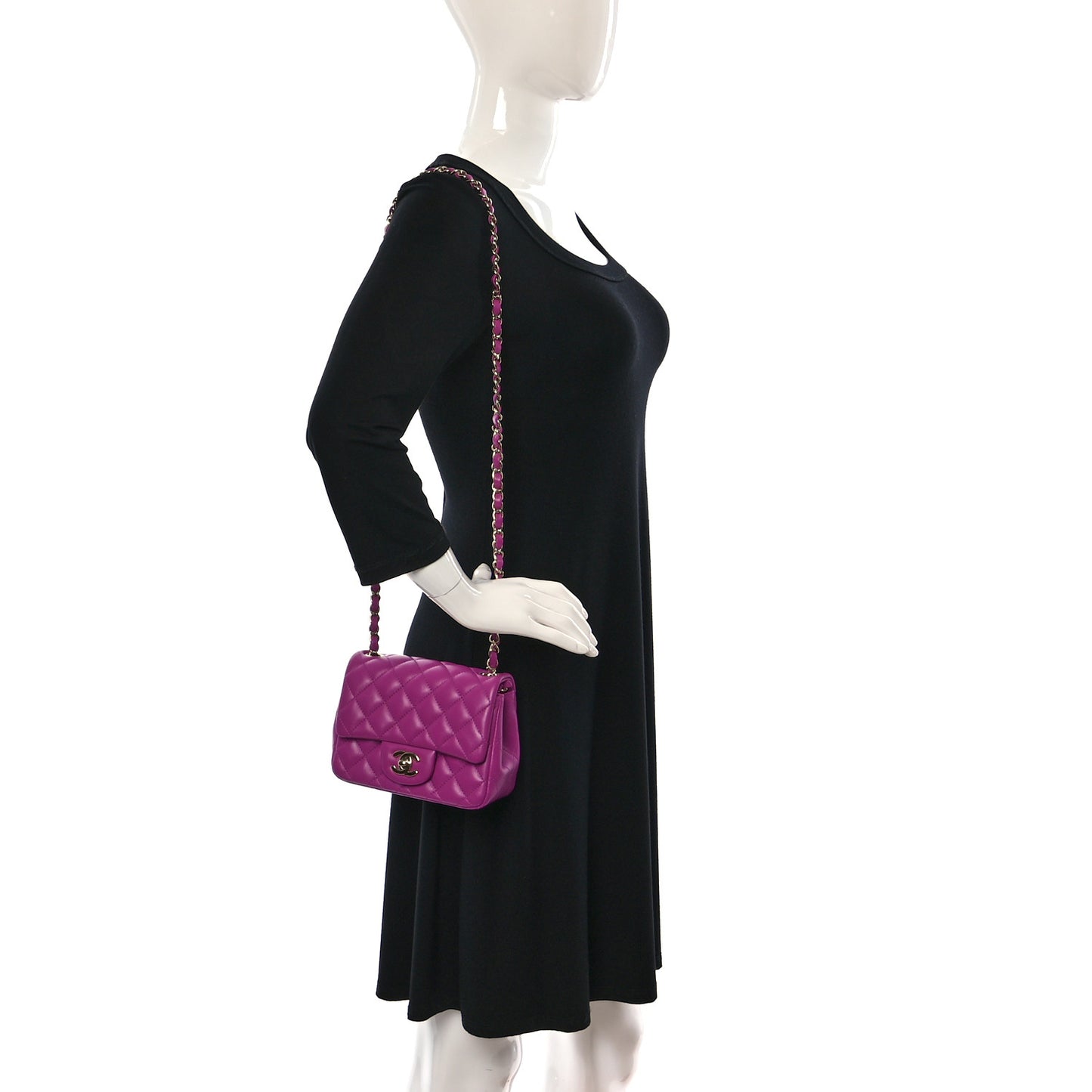 Lambskin Quilted Mini Square Flap Purple