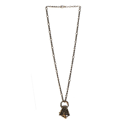 Gucci Metal Lion Head Ring Necklace Aged Gold 3 of 6