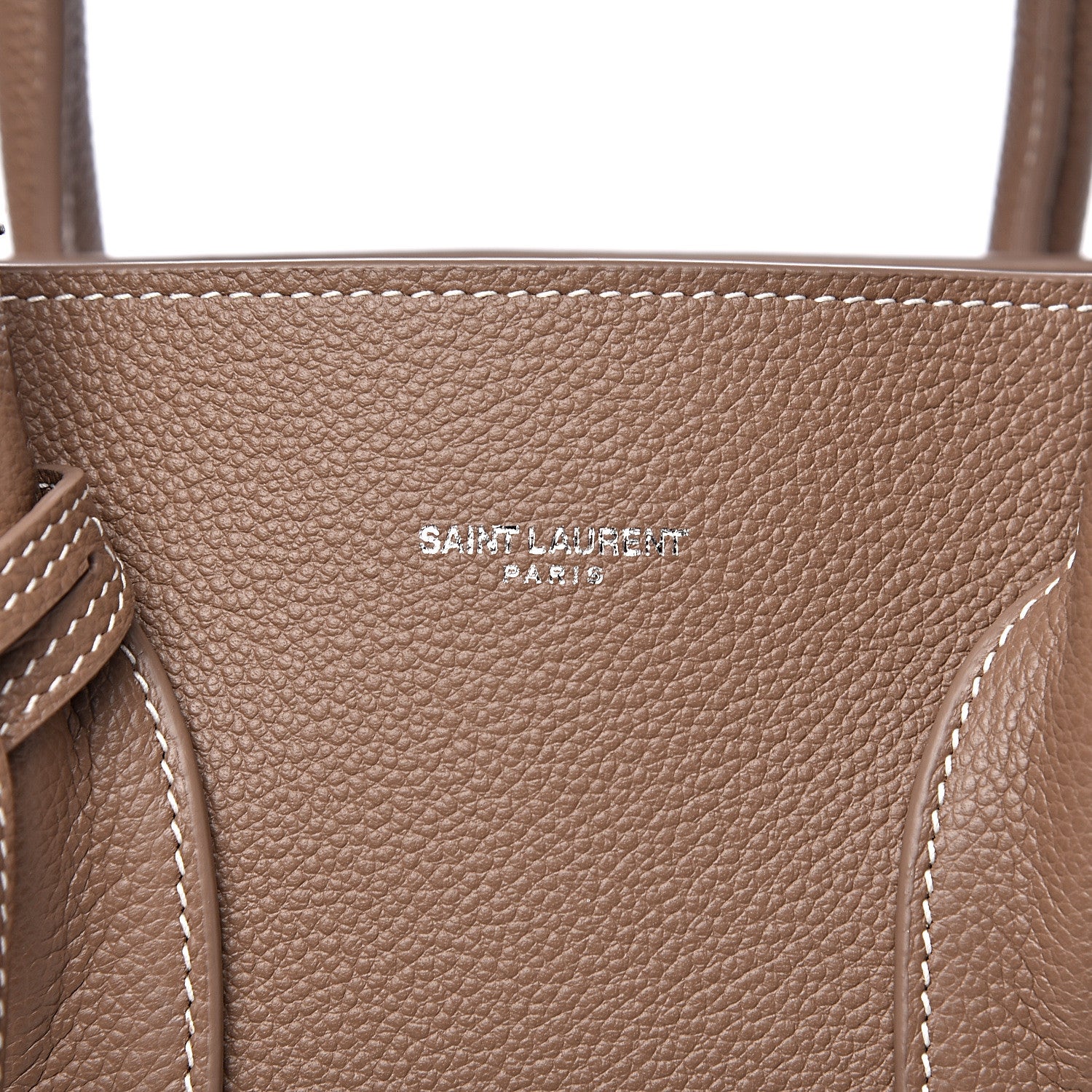 Saint Laurent Grained Calfskin Topstitch Small Classic Sac De Jour Taupe 8 of 10