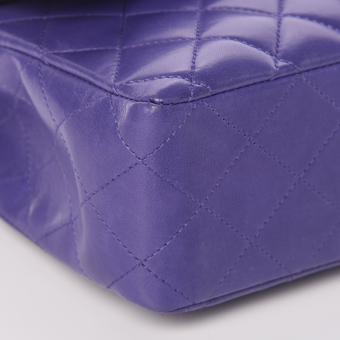 Lambskin Quilted Medium Double Flap Dark Purple