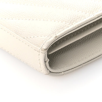 Saint Laurent Grain De Poudre Matelasse Chevron Monogram Chain Wallet Crema Soft 9 of 10