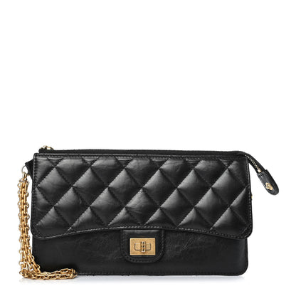 Chanel Aged Calfskin Quilted 2.55 Reissue Pouch With Chain Handle Black 1 of 4
