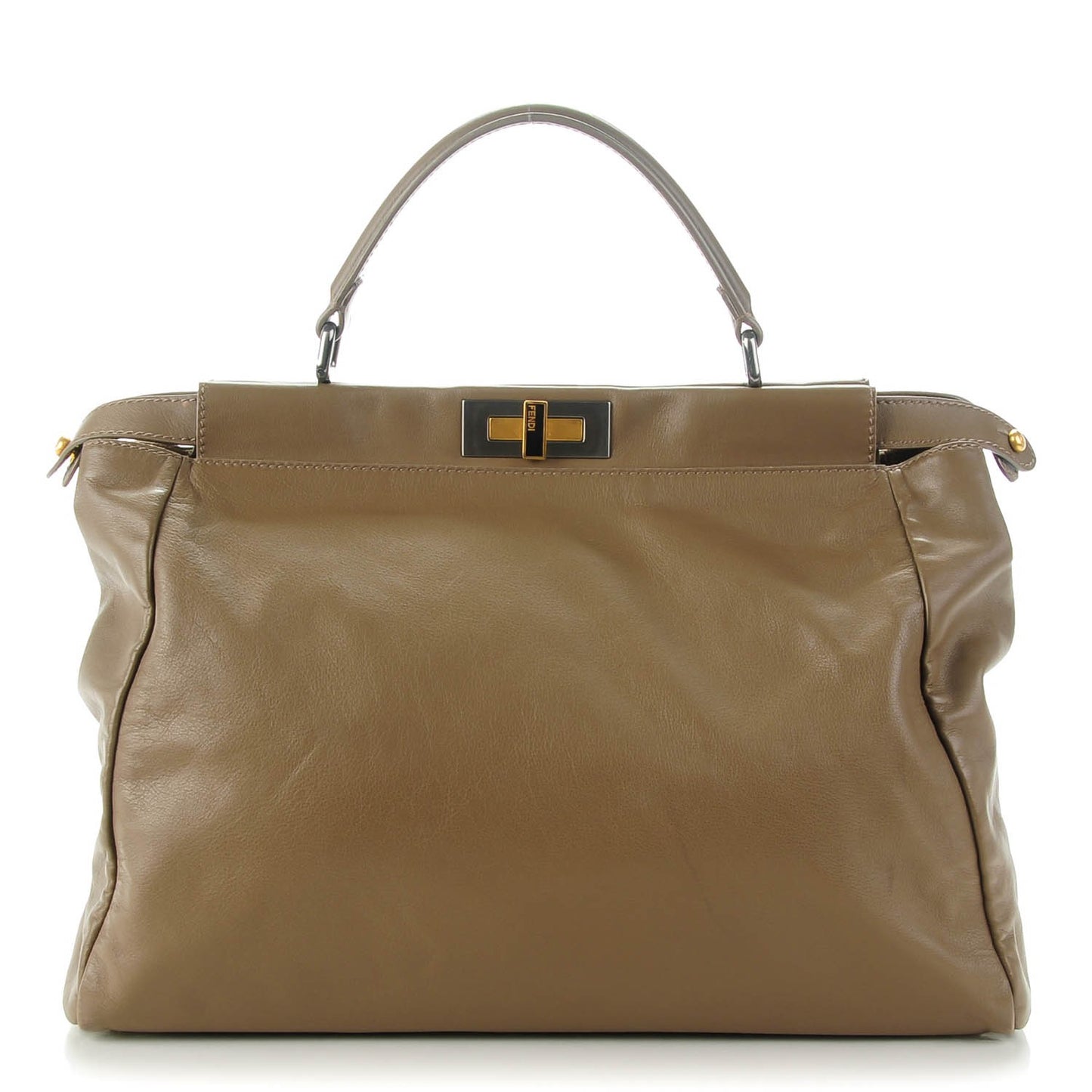 Vitello Suede Large Peekaboo Iconic Satchel Nocciola Black