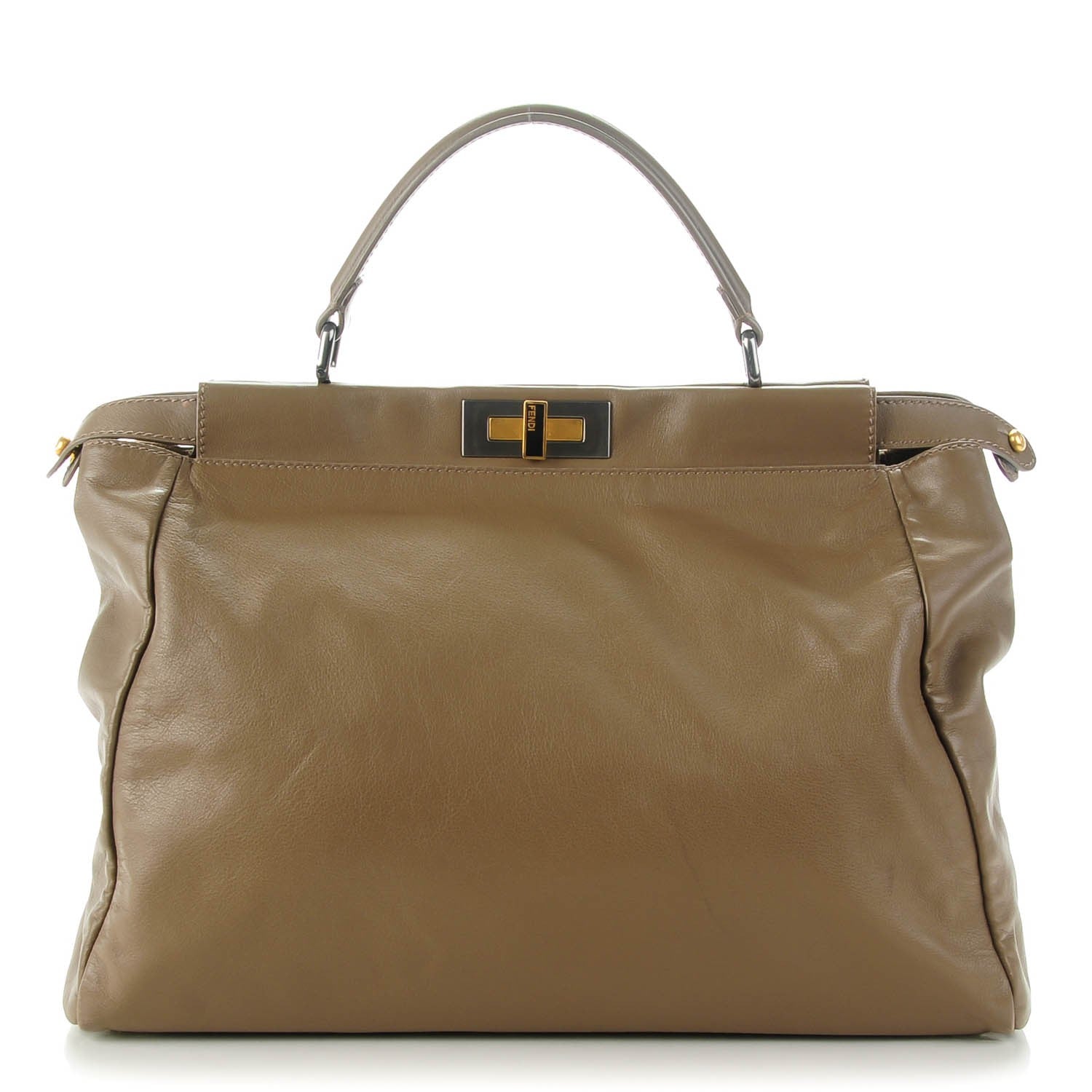 Fendi Vitello Suede Large Peekaboo Iconic Satchel Nocciola Black 1 of 8
