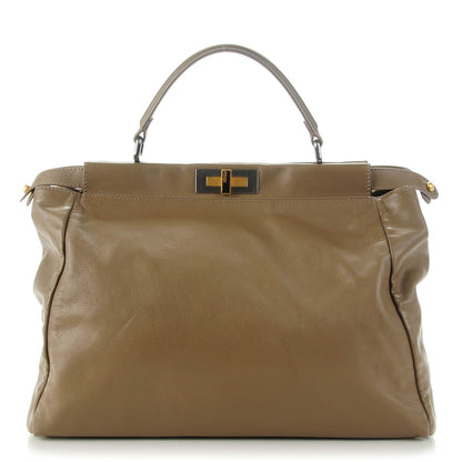 Fendi Vitello Suede Large Peekaboo Iconic Satchel Nocciola Black 1 of 8