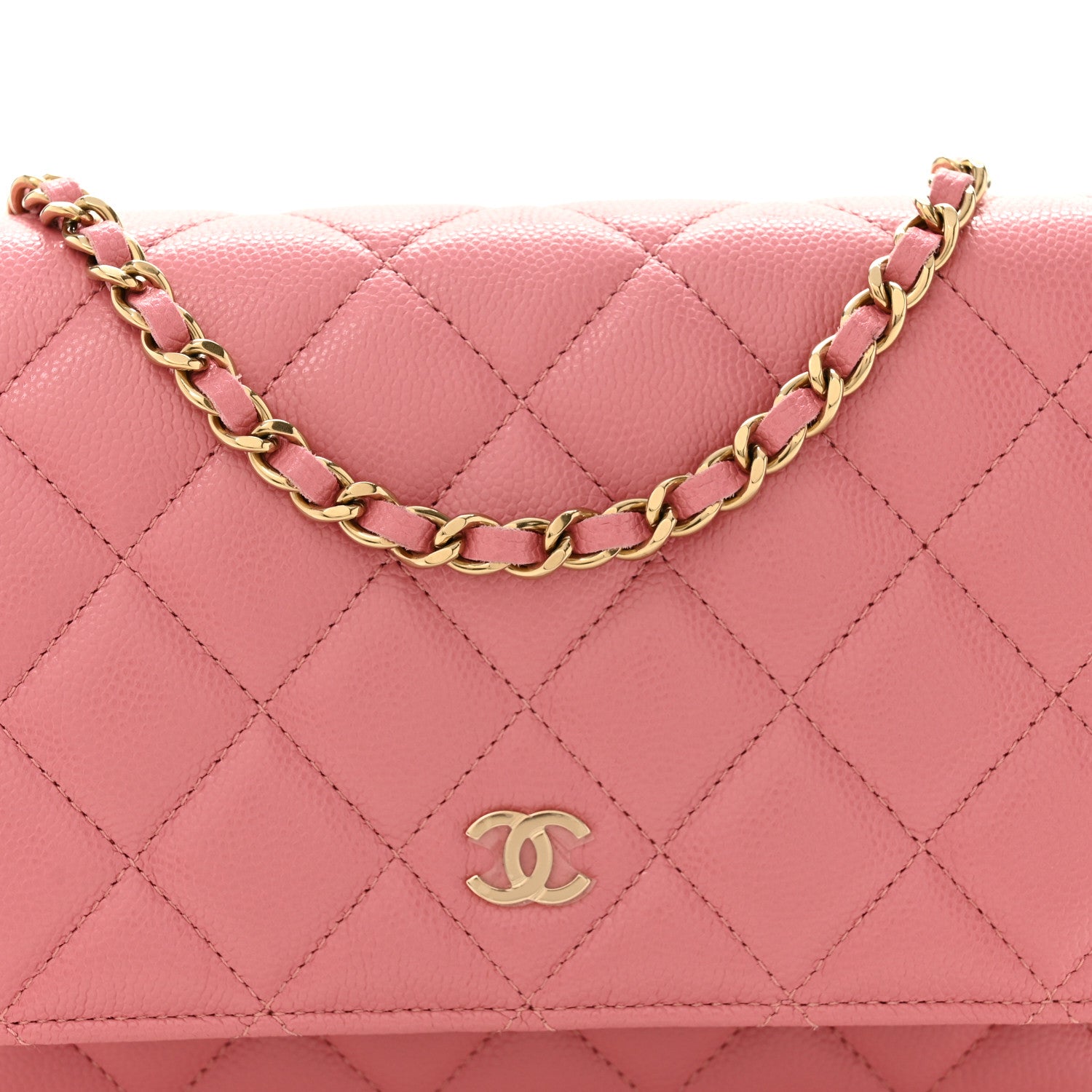 Chanel Caviar Quilted Wallet on Chain WOC Pink 9 of 11