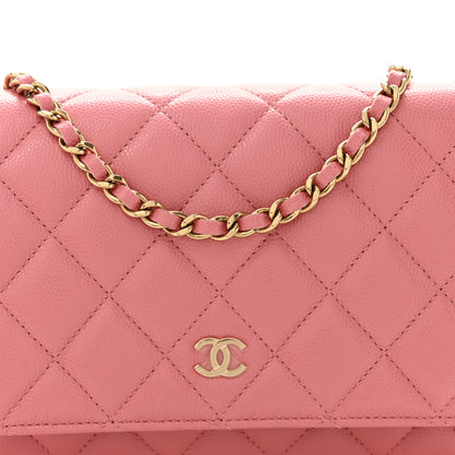 Chanel Caviar Quilted Wallet on Chain WOC Pink 9 of 11