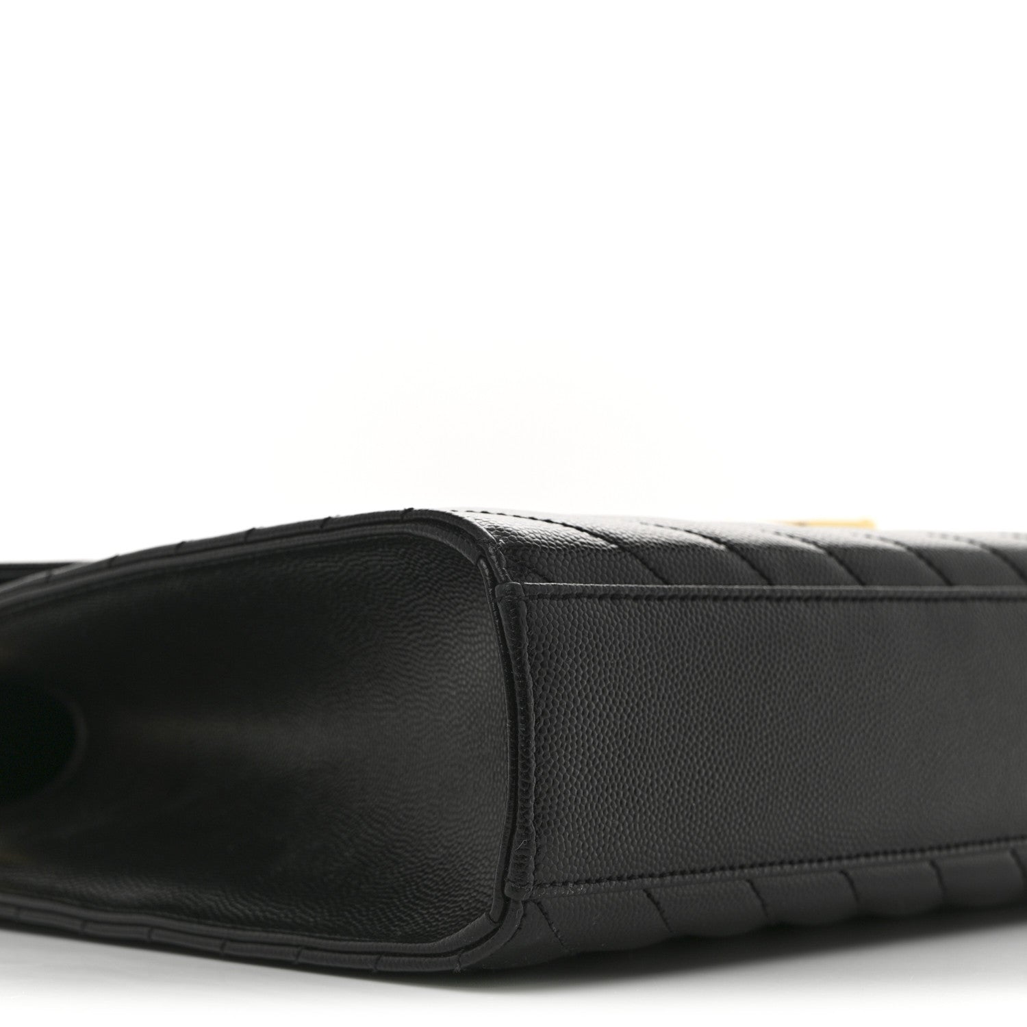 Saint Laurent Grain De Poudre Matelasse Chevron Large Monogram Satchel Black 10 of 13