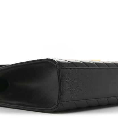 Saint Laurent Grain De Poudre Matelasse Chevron Large Monogram Satchel Black 10 of 13