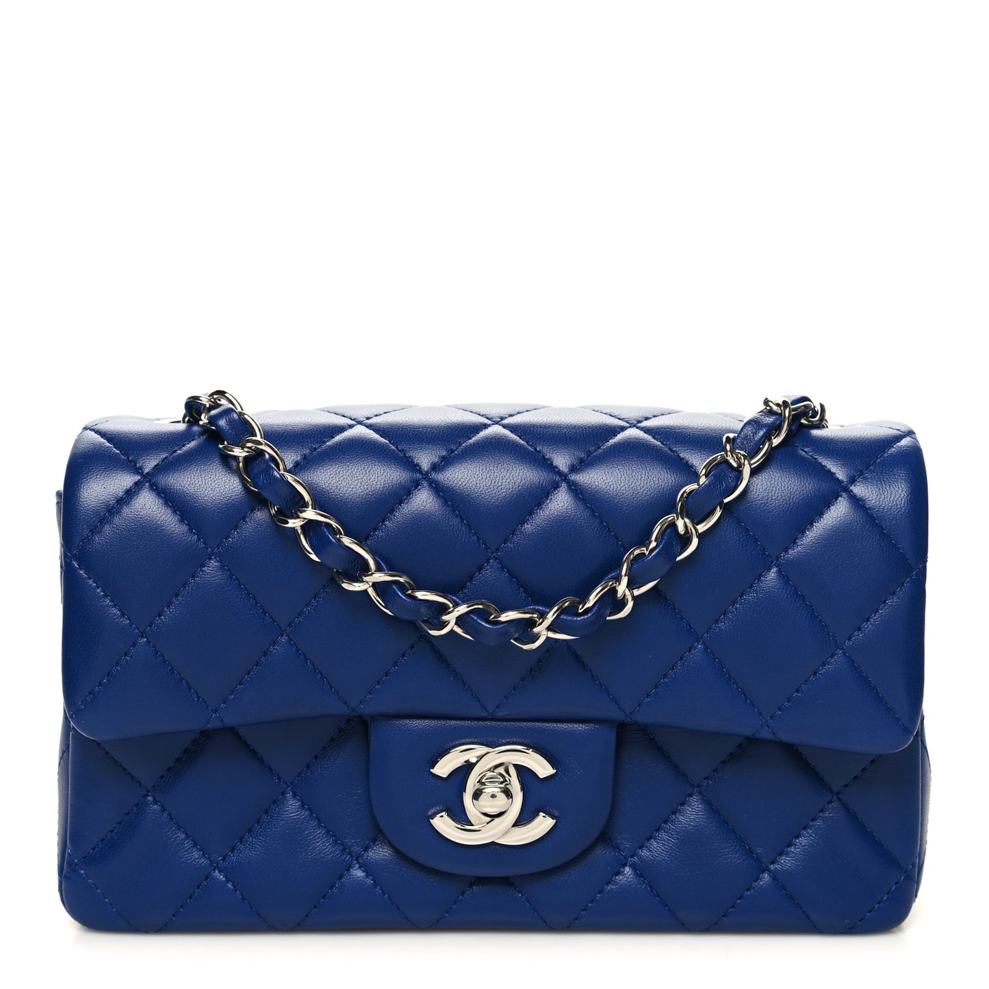 Lambskin Quilted Mini Rectangular Flap Royal Blue