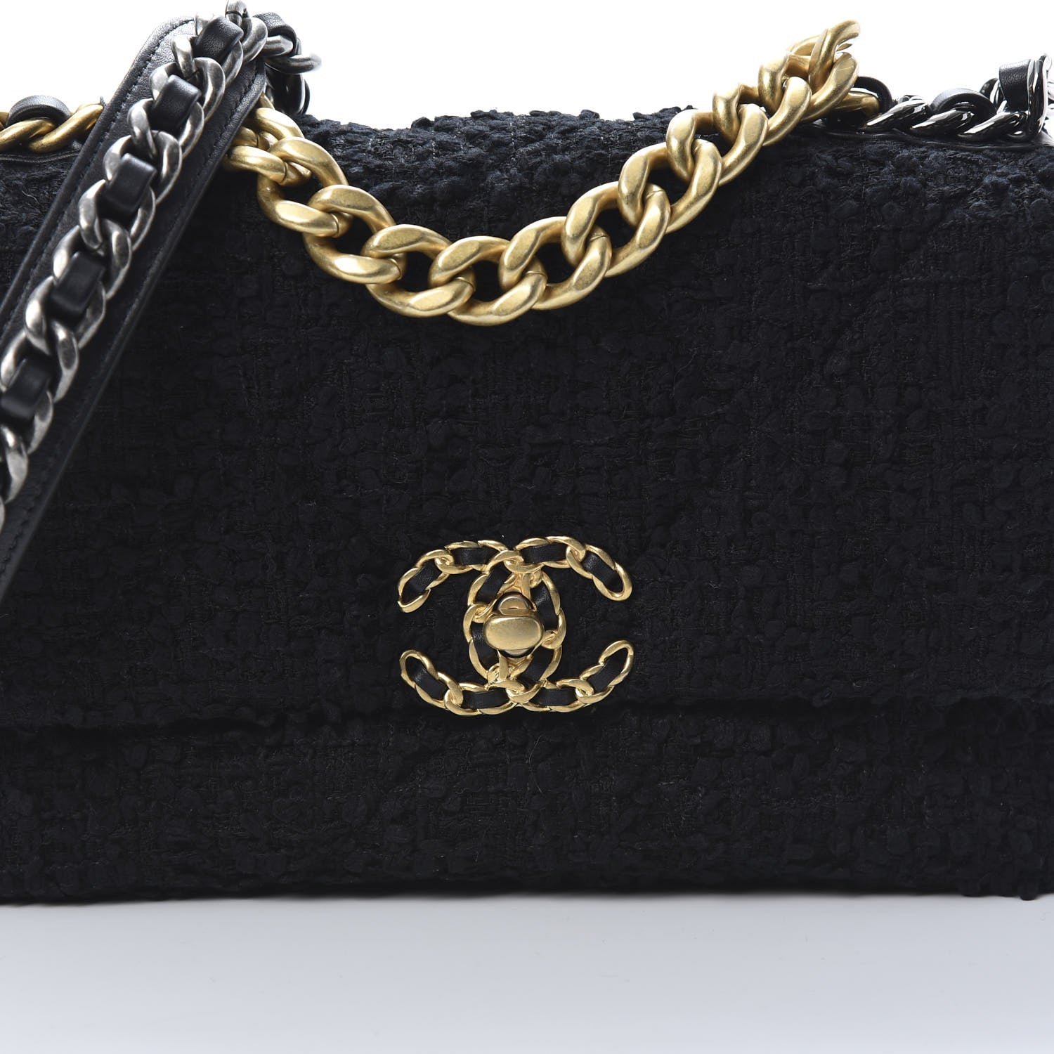 Chanel Tweed Quilted Medium Chanel 19 Flap Black 8 of 11